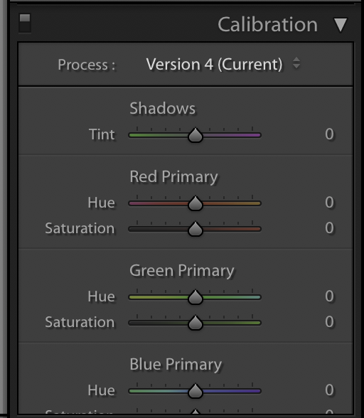 Camera calibration в lightroom где находится